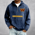 Washington Commanders Men's Denim Long - Sleeve Half-Zip Denim Hoodies