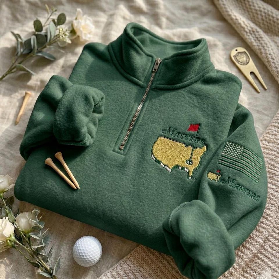 Masters Golf Tournament Quarter Zip Embroidery Sweatshirt, Augusta Preppy Sweatshirt, Masters Golf Tournament, Augusta Golf Shirt