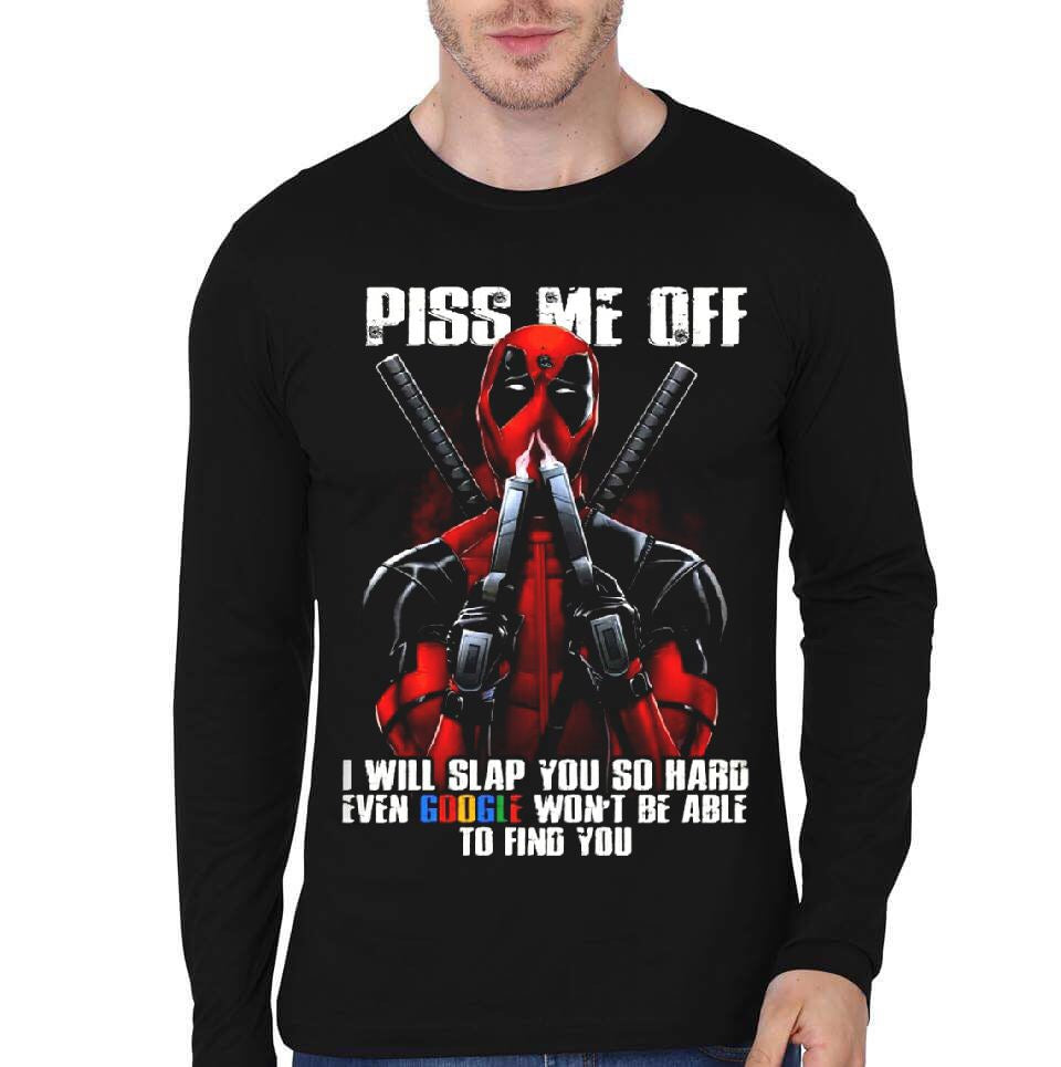 Deadpool Black Full Sleeve T-Shirt Hoodie, Sweatshirt | PureTeeCo.com