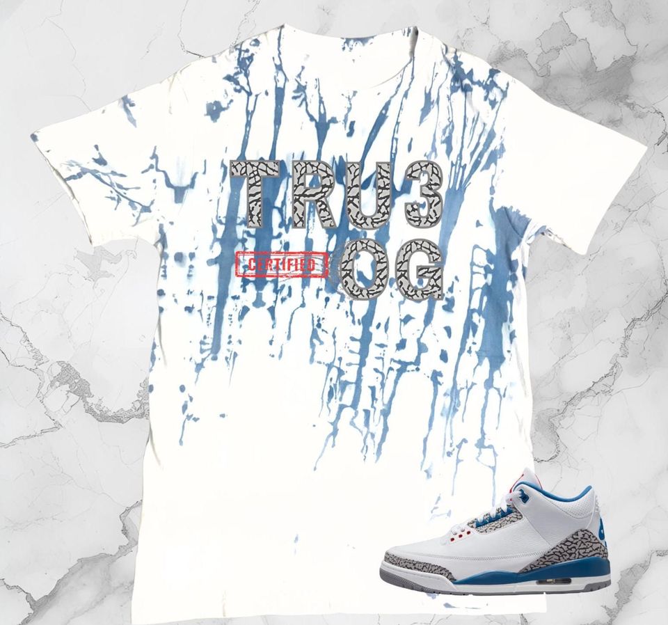 Abstract Elephant Print Shirt, Matches AJ 3 True Blue Sneakers