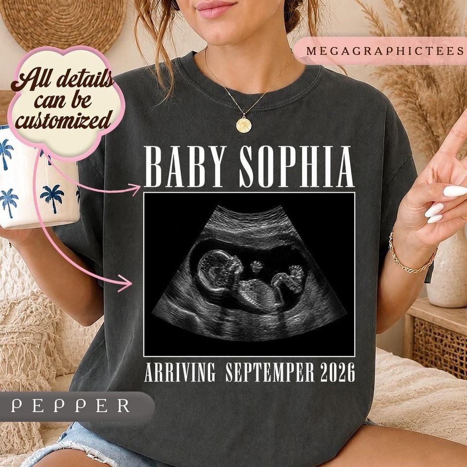 Custom Ultrasound Photo Shirt, Personalized Pregnancy Announcement Tee, Mom to Be Sweatshirt, Baby Shower Gift MP00463