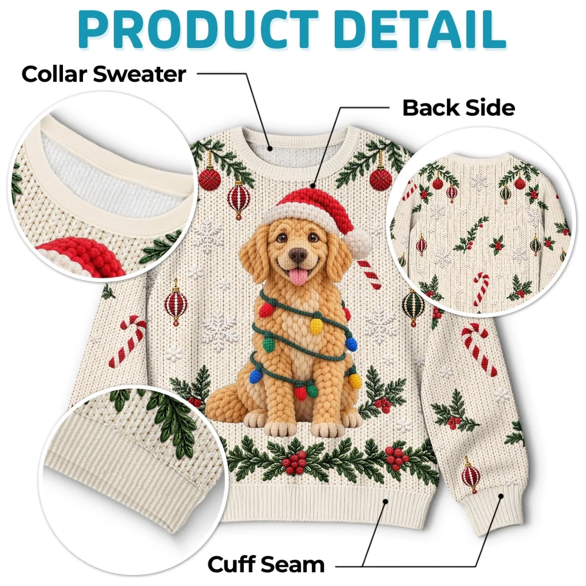 Custom Photo Crochet Pet Christmas Gifts For Dog Cat Lovers - Personalized Ugly Sweatshirt