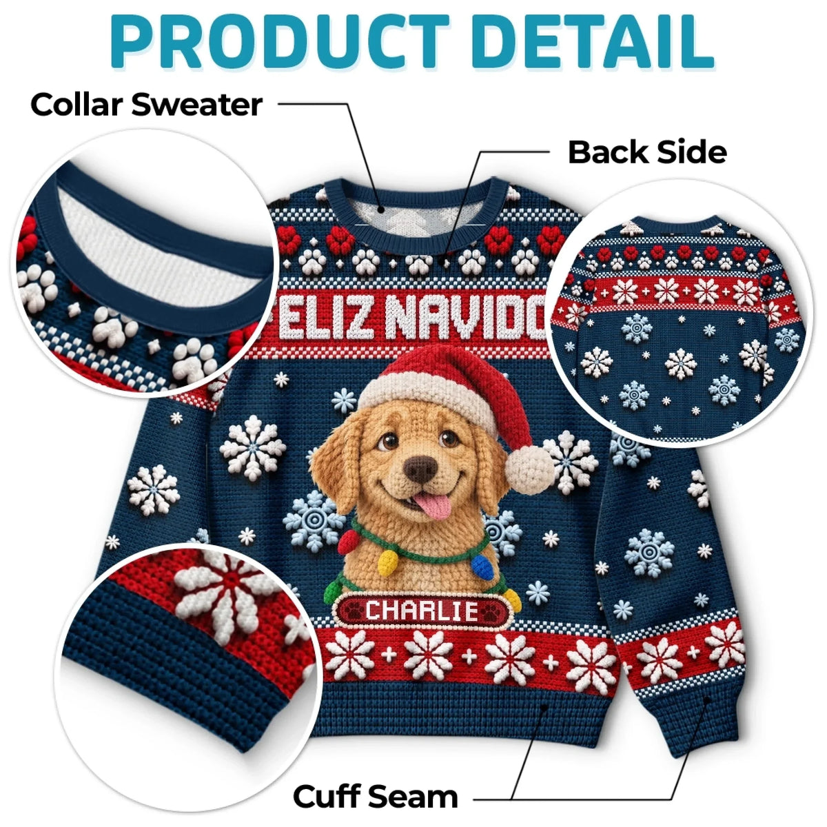 Custom Pet Photo Santa Hat Christmas Gifts For Dog Cat Lovers - Personalized Ugly Sweatshirt