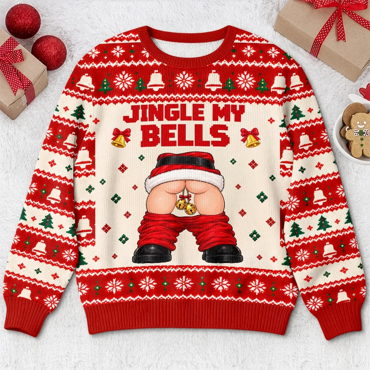 Custom Funny Naughty Jingle My Bells Christmas Gifts for Men - Personalized Ugly Sweater