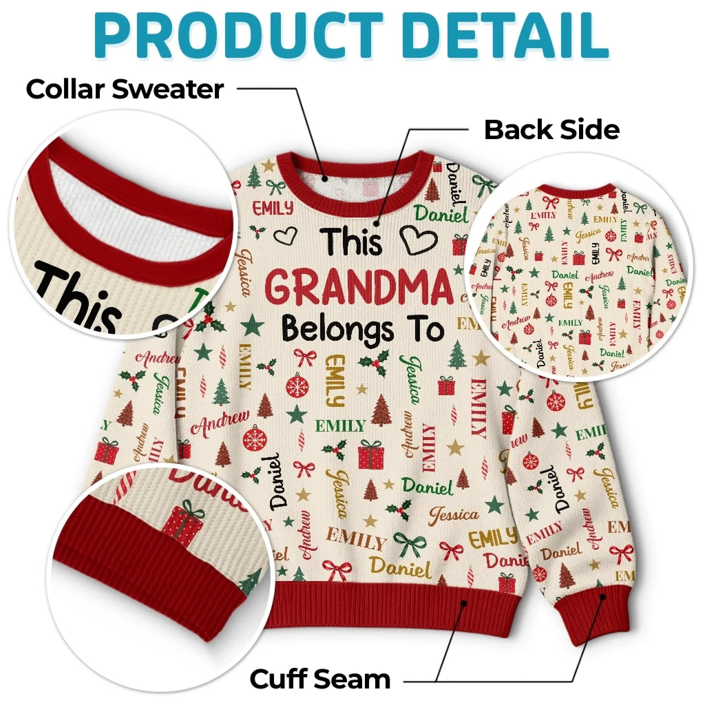 Custom Name Grandma and Grandpa Family Christmas Gifts - Personalized Ugly Sweatshirt