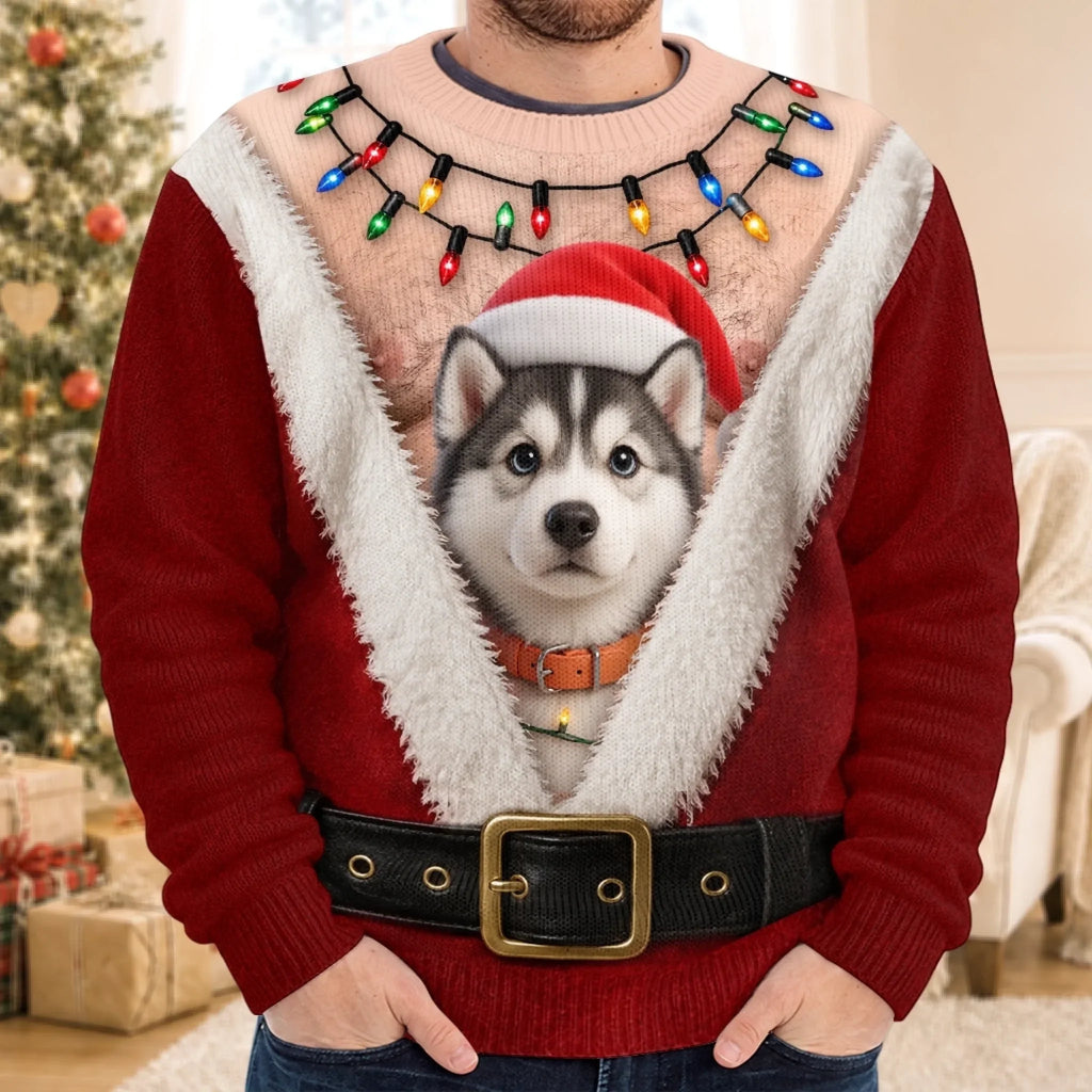 Custom Photo Ugly Sweatshirt - Personalized Christmas Birthday Gifts For Dog Cat Lovers, Dog Dad And Mom, Cat Owners - Furry Little Christmas Helpers