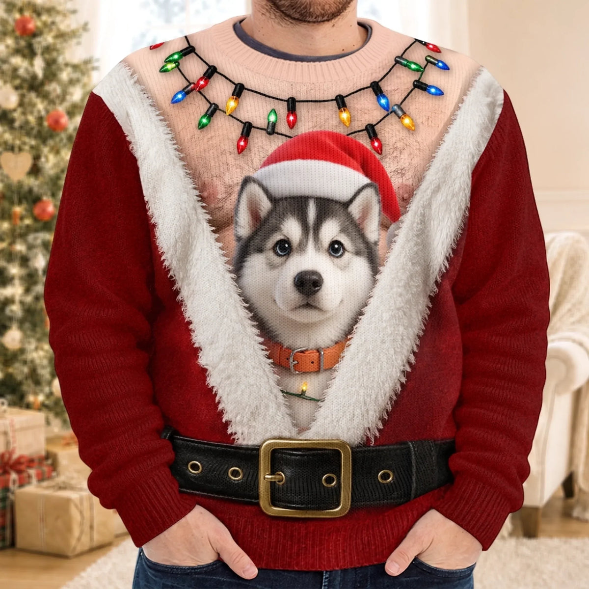 Custom Photo Ugly Sweatshirt - Personalized Christmas Birthday Gifts For Dog Cat Lovers, Dog Dad And Mom, Cat Owners - Furry Little Christmas Helpers