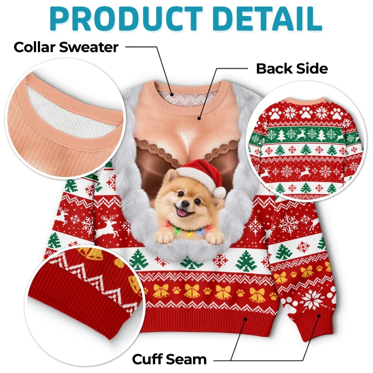 Custom Funny Pet Photo Santa Hat Christmas Gifts For Dog And Cat Lovers - Personalized Ugly Sweatshirt