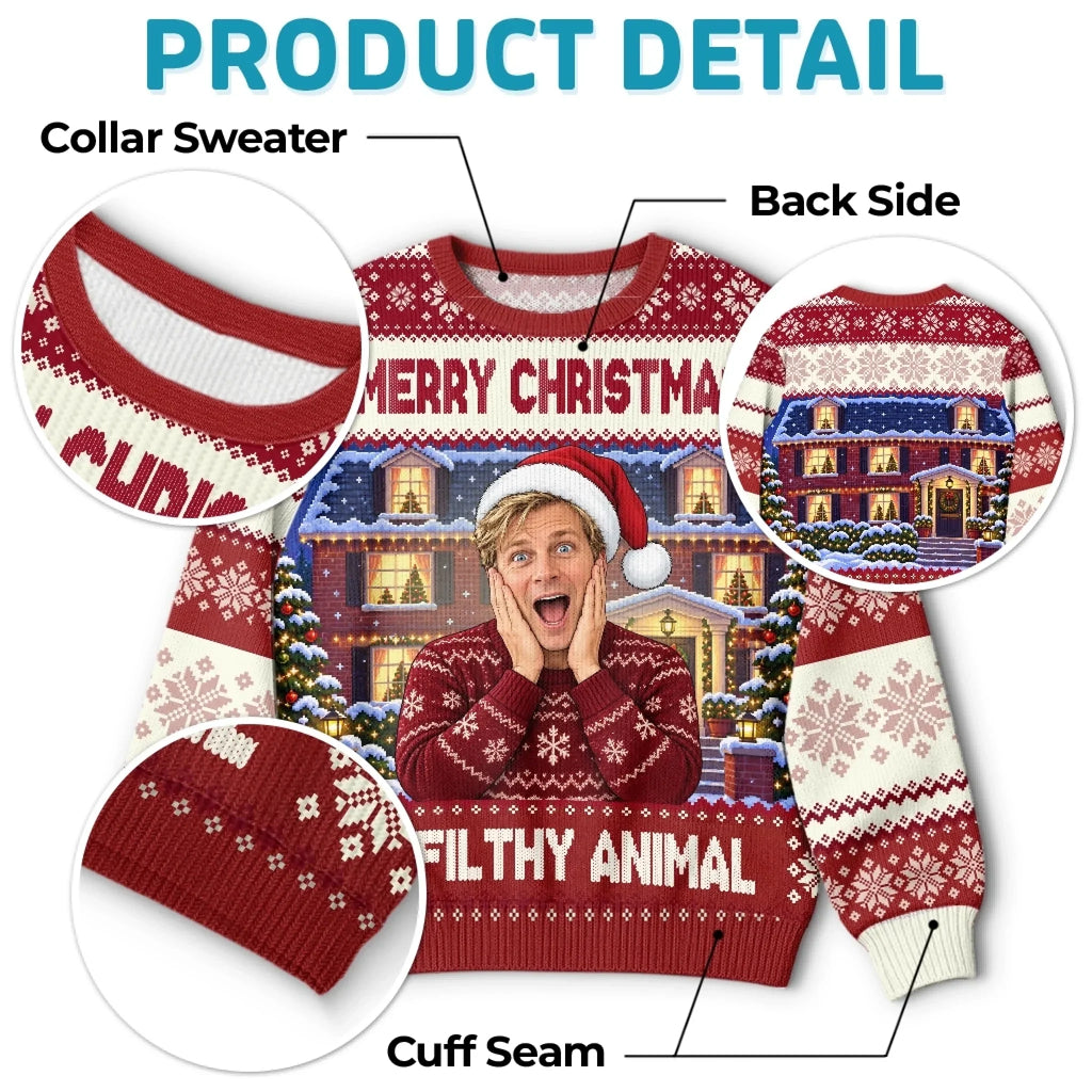 Custom Photo Funny Christmas Gifts for Men - Personalized Ugly Sweatshirt