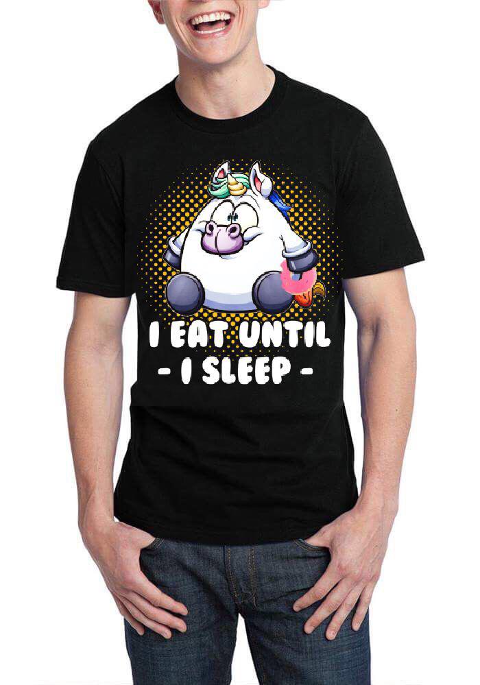 I Eat Until- I Sleep- Black Half Sleeve T-Shirt Hoodie, Sweatshirt | PureTeeCo.com