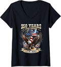 Women's 250 Years Faith Freedom 250th Anniversary USA Independence V-Neck T-Shirt