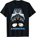 Argentina Messy Bun Women Girls T-Shirt