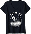Women's Blow Me Dandelion Wish Sarcastic Humor Graphic V-Neck T-Shirt