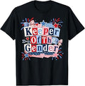 Keeper of The Gender 4th of July Bow Gender Reveal Party T-Shirt