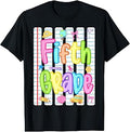 Hello 5th Grade Striped Colorful Back to School Kid Girl Boy T-Shirt