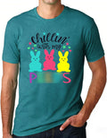 Easter Shirts for Men Chillin with My Peeps Tshirt Bunny Shirt Short Sleeve Shirts Tops