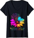 Women's Fight Cancer in All and Every Color Ribbons Flower V-Neck T-Shirt