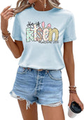 Easter Shirts for Women Christian Sunday Church Tees Funny Religious Faith T-Shirts Cute Bunny Graphic Short Sleeve Tops