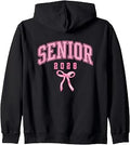 Senior Class of 2028 Bow Coquette Girl Pink Preppy Grad 28 Zip Hoodie