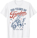Western Rodeo Cowboy 250 Years of Freedom Patriotic July 4th T-Shirt