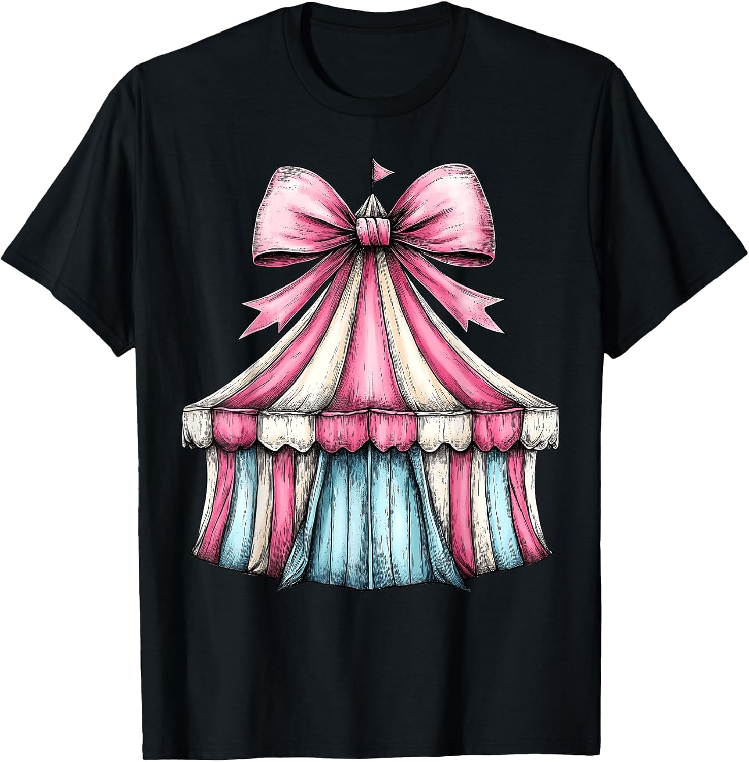 Coquette Bow Circus Carnival Pink Ribbon Mom Mothers Day T-Shirt