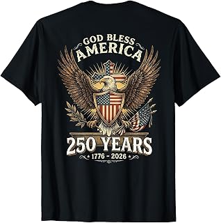 God Bless America 1776 2026 250 Years Christian (ON Back) T-Shirt