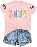VILOVE Easter Shirt Women Cute Bunny Graphic Tee Happy Easter Letter Printed Tshirts Casual Short Sleeve Easter Gift Tops