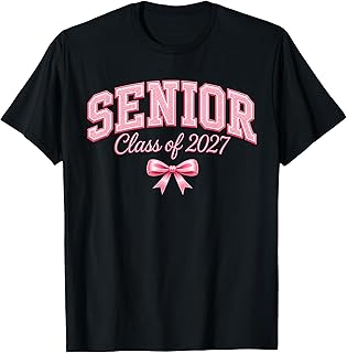 Senior 2027 Class of 2027 Coquette Pink Bow Graduation 2027 T-Shirt