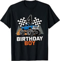 4th Birthday Boy Monster Truck Racing 4th Birthday Party T-Shirt