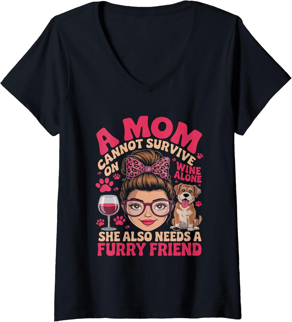 Dog Mom Wine Humor Apparel Fur Mom Tees Furry Love