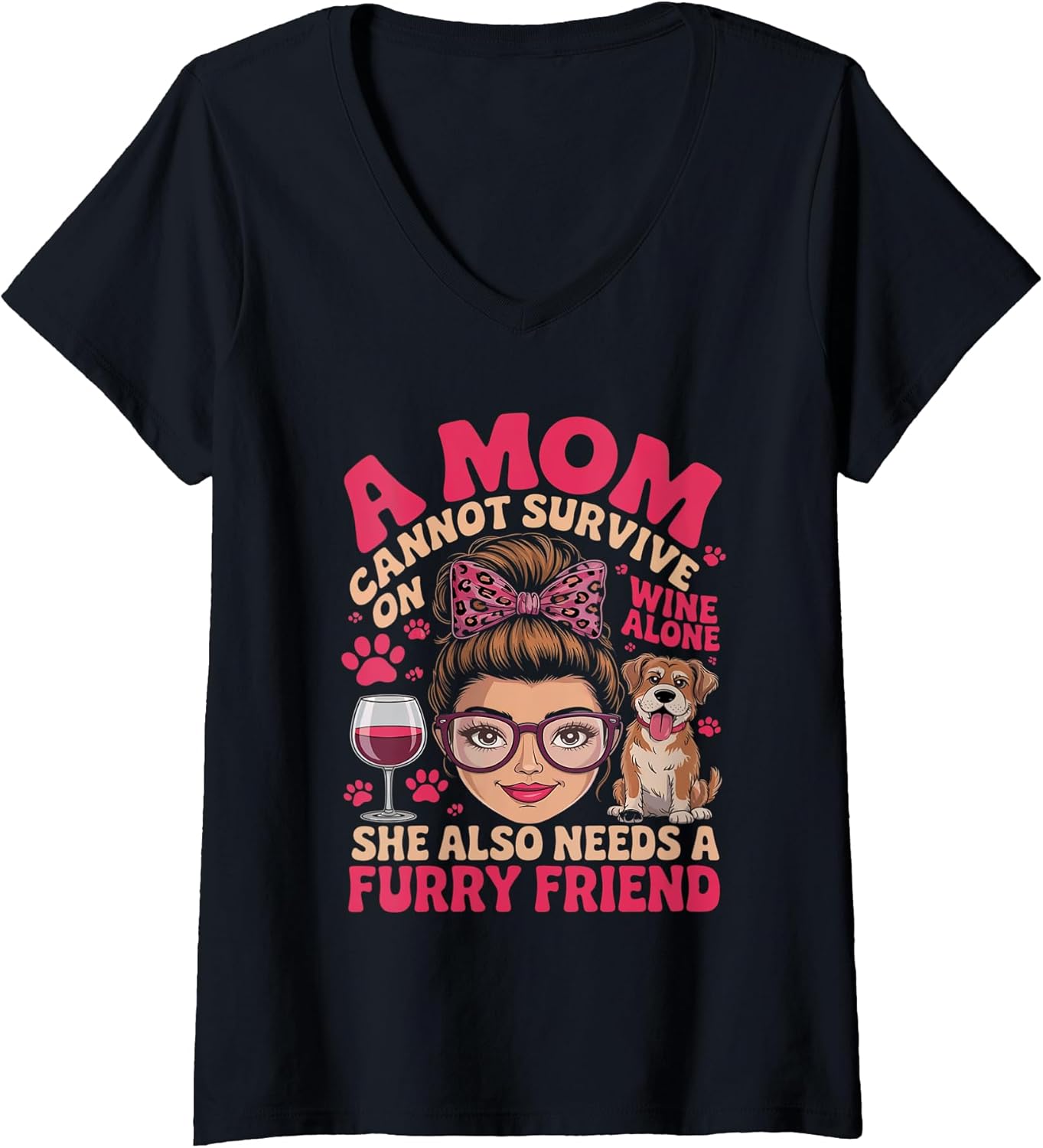 Dog Mom Wine Humor Apparel Fur Mom Tees Furry Love