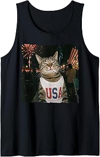 July 4th Patriotic Cat Smoking Cigarette 250 Years Cat Lover Tank Top