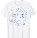 Summer I Turned 12 Coastal Bow Seashell 12th Birthday Girl T-Shirt