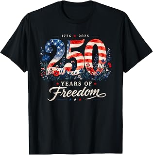 250 Years of Freedom 1776 Patriotic Floral Women 4th of July T-Shirt