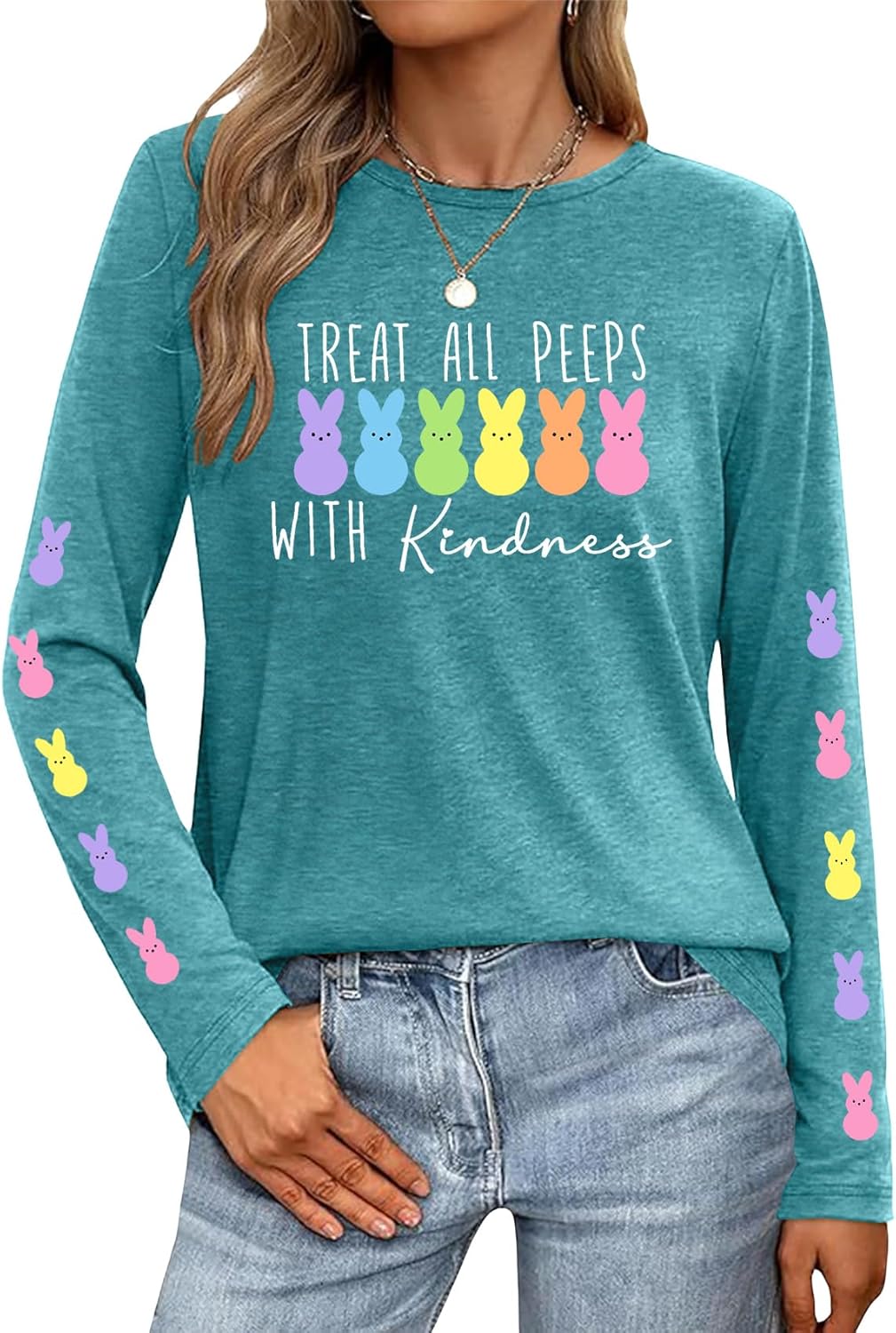 Easter Shirts for Women: Cute Bunny Shirt Funny Rabbit Graphic Tshirt Easter Eggs Holiday Tee Tops