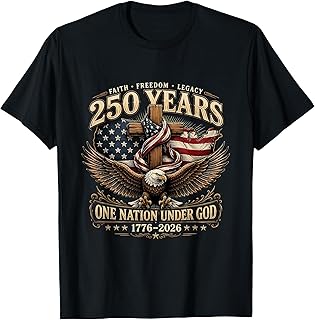 Vintage 250 Years One Nation Under God 1776-2026 4th of July T-Shirt