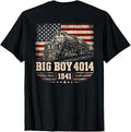 Big Boy 4014 Train Engineer Steam Train American Flag July 4 T-Shirt