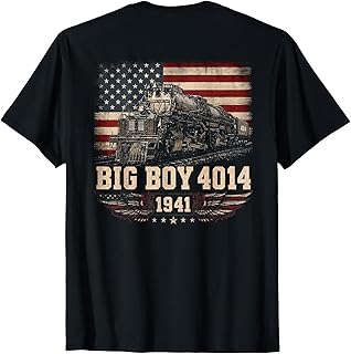 Big Boy 4014 Train Engineer Steam Train American Flag July 4 T-Shirt