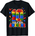 10 Years Old Boys Awesome Building Bricks 10th Birthday T-Shirt