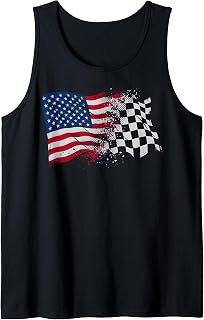 4th of July Checkered USA American Flag Car Racing Track Tank Top