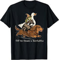 Funny Off to Cause A Kerfuffle Dachshund Frog Goose Raccoon T-Shirt