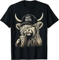 Hot Mess Highland Cow Funny Cute Coffee Lover Graphic T-Shirt