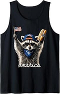 USA America Raccoon Hot Dog 1776-2026 4th of July 250 Years Tank Top