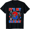 Kids It's My 3rd Birthday Boy Spider Web Theme Party 3 Year Old T-Shirt