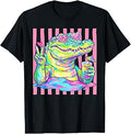 Preppy Alligator Heart Sunglasses Striped Aesthetic Summer T-Shirt