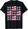 Patriotic Quilt Block American Quilter Sewing Craft Lover T-Shirt