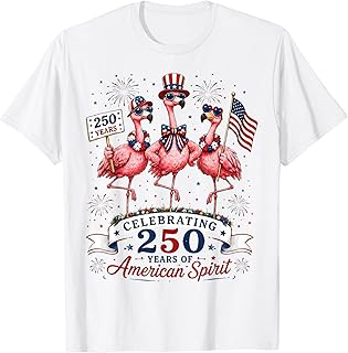Patriotic Flamingo 250 Years American Spirit T-Shirt