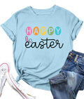 Happy Easter Shirts for Women: Easter Bunny Tshirt Funny Easter Letter Print Casual Short Sleeve Tops
