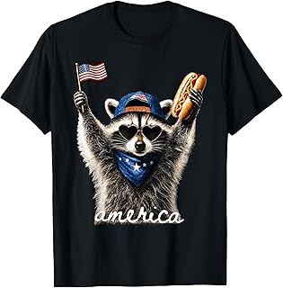 USA America Raccoon Hot Dog 1776-2026 4th of July 250 Years T-Shirt