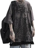 Women Man Y2K Skeleton T-Shirt, Punk Aesthetic Goth Skull Graphic Alternative Grunge Oversized Top Tshirts Streetwear